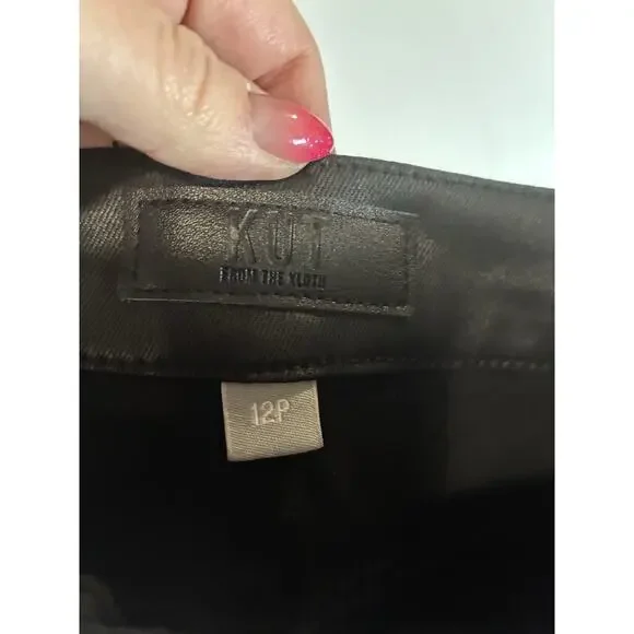 Kut from Kloth Meg High Rise Fab Ab Wide Leg Pant 90s sz 12 Petite Faux Leather - Picture 6 of 9